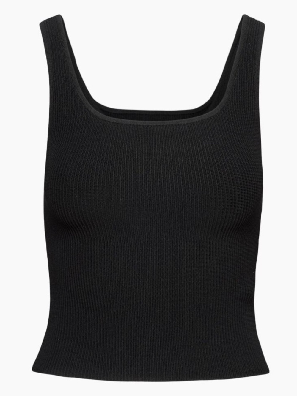 Aritzia Babaton Black Sculpt Rib Knit Square Neck Tank Ribbed Top Size Large
